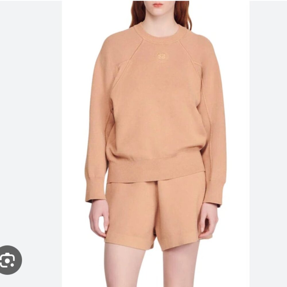 Sandro Antigua embroidered-logo ribbed jumper (size 0)